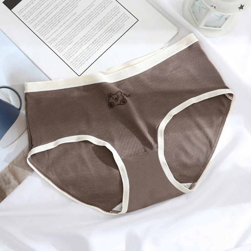 

Нижнее белье из чистого хлопка средней талии дышащие однотонные высокоэластичные женские треугольные трусики M коричневый