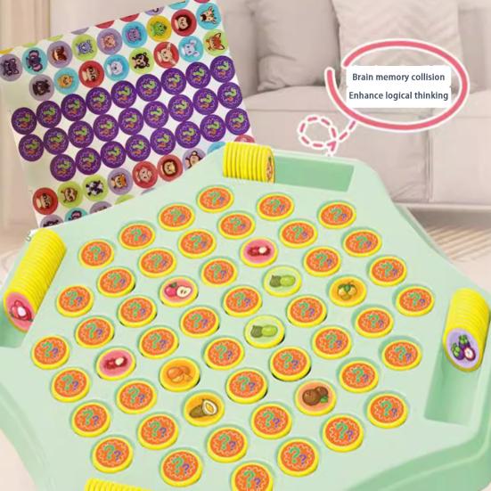 Kinder Memory Flip Schachspiel 2 bis 4 Spieler Tier Obst Schach Matching Board