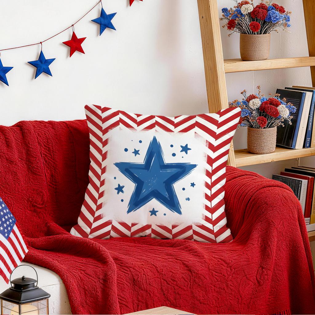 1/4pcs American Independence Day Theme Cushions Pillowcase Polyester Cushion Cover Throw Pillow Pillowcover Home Car Sofa Decor