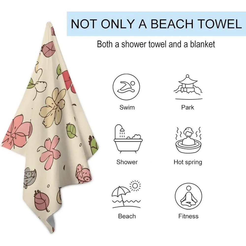Blumenweiches Strandtuch, Extragroßes Sandfreies Schnelltrocknendes Badetuch, Hochsaugfähige Reise Decke für Pool Schwimmen Camping