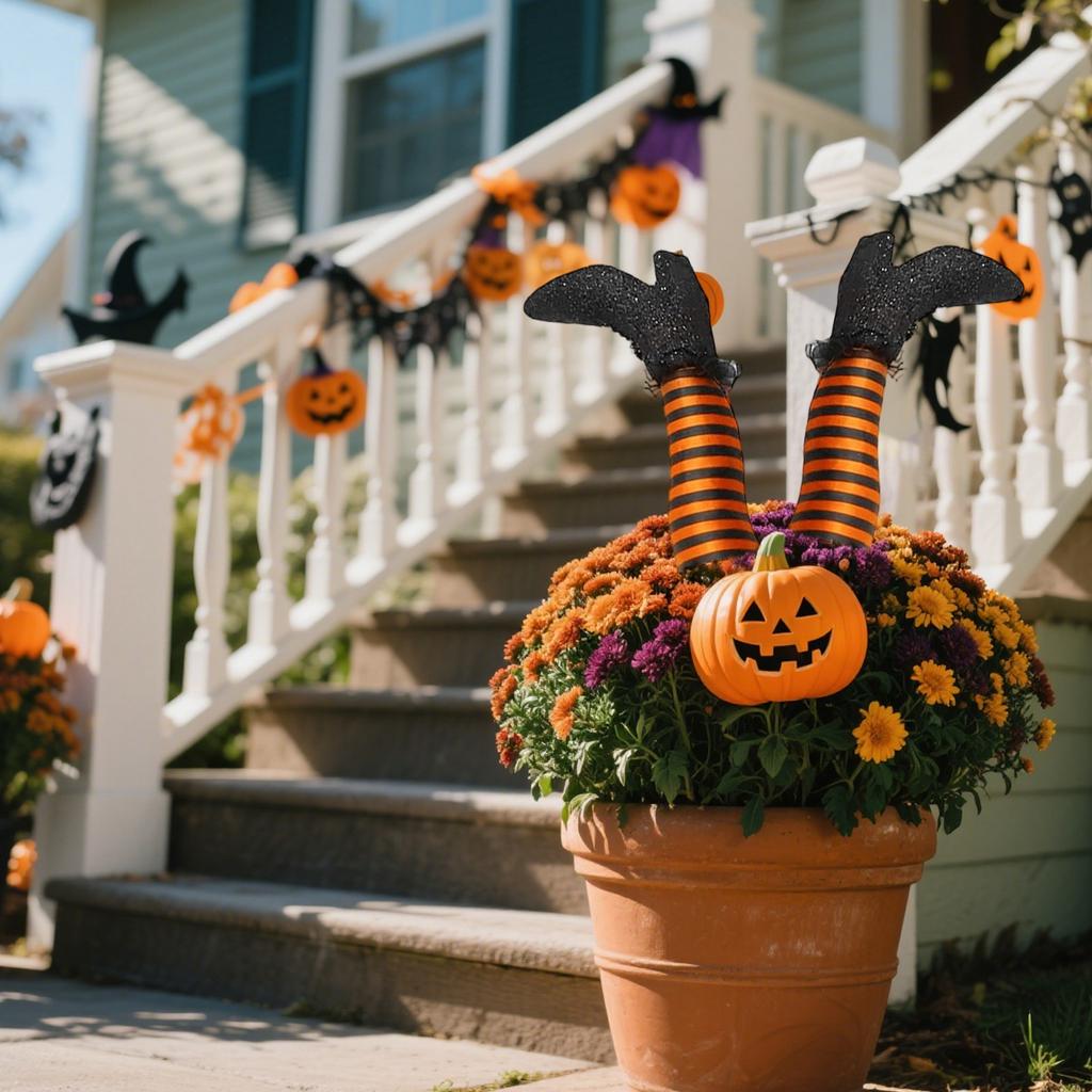 2Pcs Halloween Witch Legs With Stakes, Halloween Witch Prop Decoration, Halloween Decorations For Outdoor Garden , Indoor Outdoor Halloween Decor