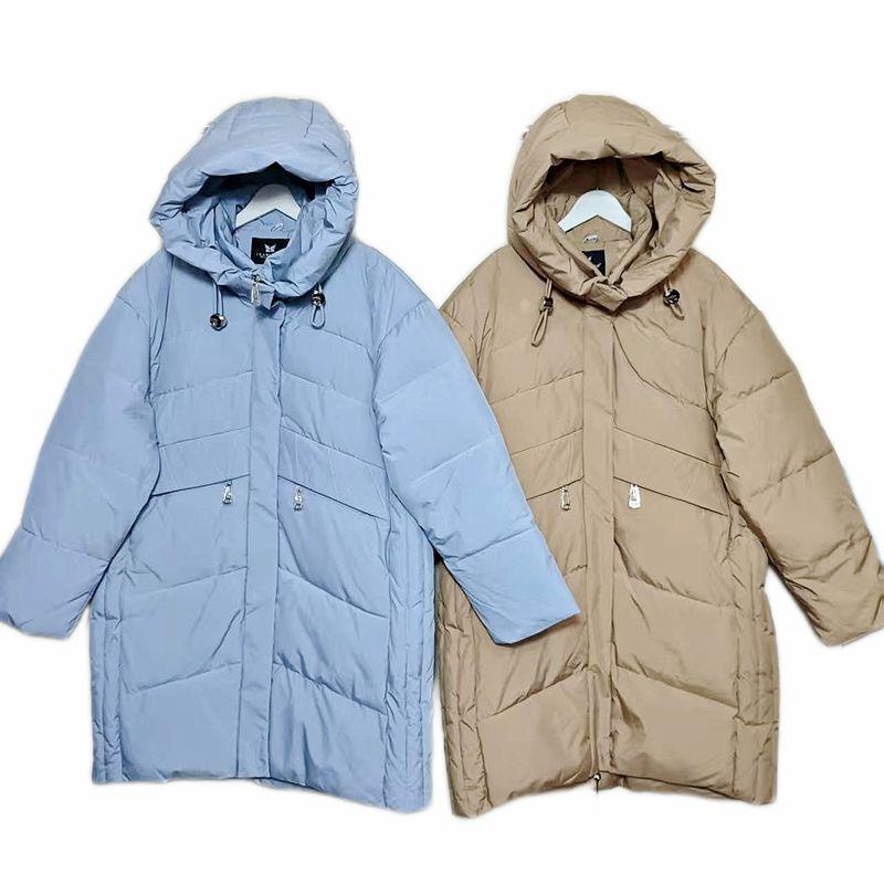 Foreign Trade Export To Russia Original Order Hood Down Cotton Cold Protective Clothing Women Mid-Length Warm Cotton-Padded Coat Solid Thick Winter