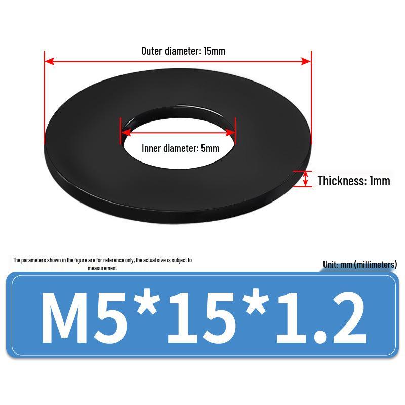 8.8 Grade Black Hardened High-Strength Oversized Flat Metal Spacer Washer (M2-M8)