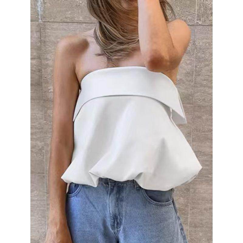 Fashion Style Fashion New Arrival Tops French Satin Sexy Tube Top Backless Lace up Vest Sexy Vest Top