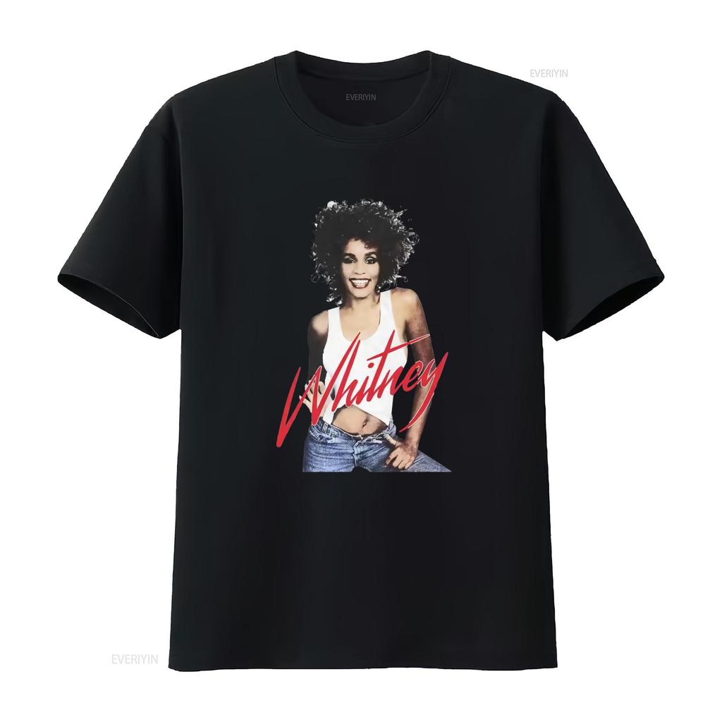 T-shirt Whitney Houston Iconica Foto Stampa Wanna Dance Stile Retro Moda vintage Lavata Alla Moda uomo Comoda