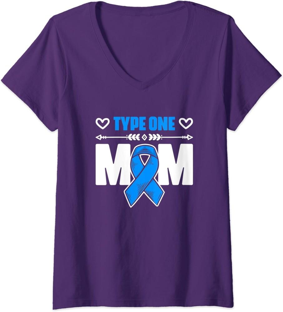Type One Mom Diabetes Warrior Diabetic Diabetes Ladies  V-Neck Tshirt Unisex T-Shirt XXXXL