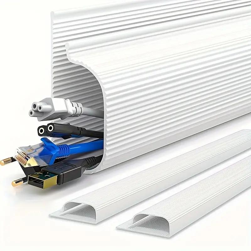 

1PC 40cm/15.75inch J-shaped channel cable management system, flexible plastic wire tray, used for cable sorting and management білий