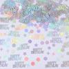 BOXOB 280pcs Iridescent Confetti - Happy Birthday, Circle, Star Shapes - Paper Material - Perfect for Birthday Parties & DIY Crafts