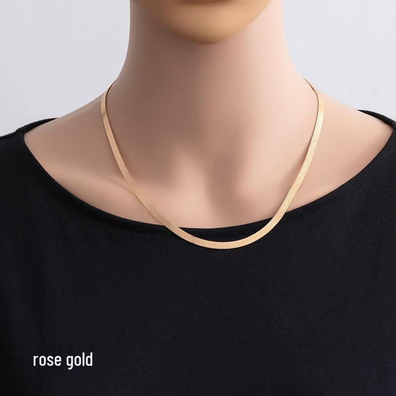 Flat Snake Bone Clavicle Necklace - Non-Fading, Unisex Matching Chain Jewelry