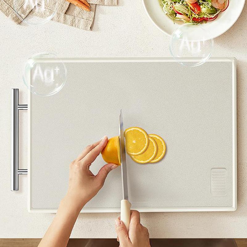 

Anti-Bacterial Double-Sided Chopping Board Anti-Mold With Handle Stainless Steel Cutting Board With Scale Grinding onesize