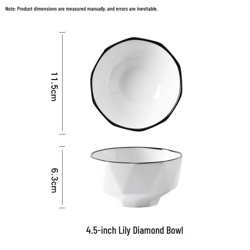 10-Piece Nordic Style Ceramic Bowl Set for Home - Rice, Soup, and Fruit Bowls