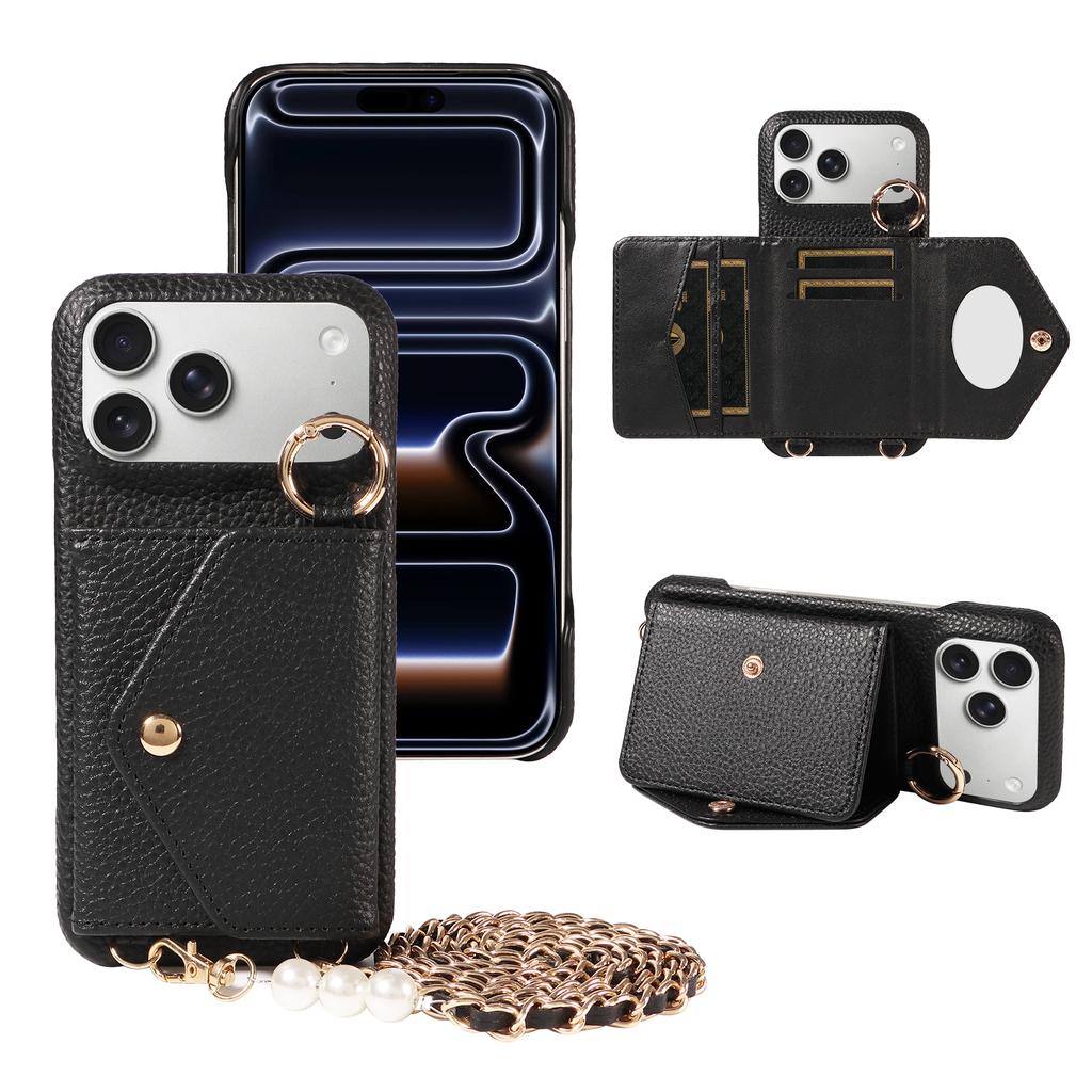 New Design PU Leather Phone Case for IPhone17 16 15 14 13 12 11 Pro Max Plus Mini Crossbody Shockproof Wallet Case with Mirror