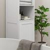 Slim Bathroom Storage Cabinet, Tall Bathroom Cabinet with 3 Open Shelves and Adjustable Shelf, White