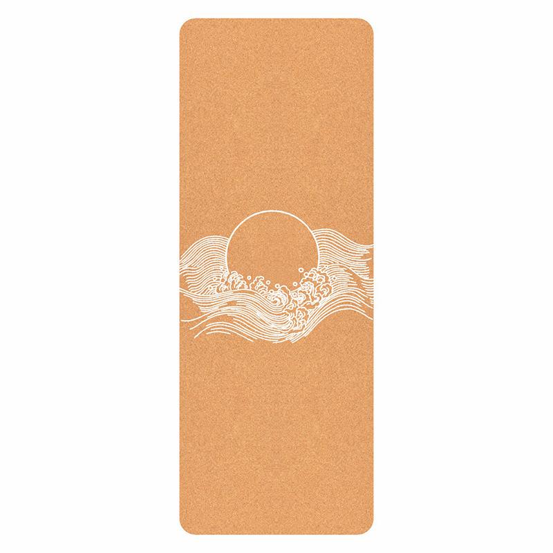Natural Cork Rubber Yoga Mat Custom Printed Chakra Pattern Non Slip Sweat Absorbent Fitness Pilates Exercise Pad Home Gym Mat