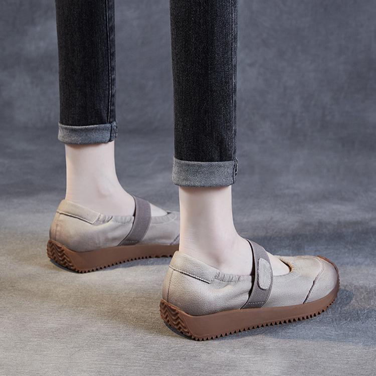 Johnature Genuine Leather Soft Sole Retro Slip-on Shoes Casual Soft Cowhide Women's Flat Shoes