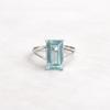 Akvamarin Smaragdsnitt Statement Ring, 925 Sterling Silver Smycken, Minimalistisk Handgjord Boho Ring för Kvinnor