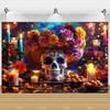 Day Of The Dead Photography Backdrop Skull Marigold Mexican Fiesta Día De Los Muertos Decoration Party Supply Photo Studio Props