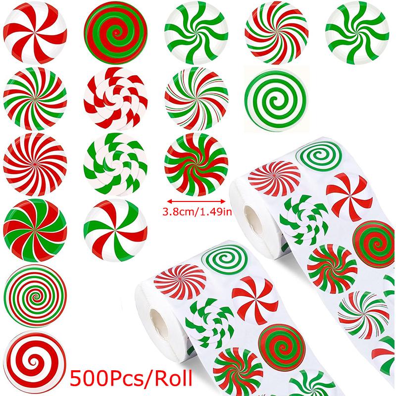 500pcs/Roll Round Window Display Sealing Sticker Decorative Gift Box Self-adhesive Stickers Christmas Decor
