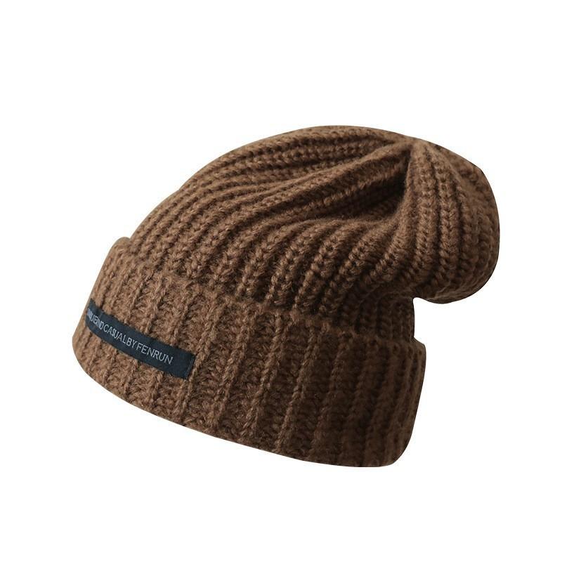 Hat winter men's and women's trendy brand knitted hat big head circumference wool hat autumn and winter warm pile hat new cold hat cotton hat