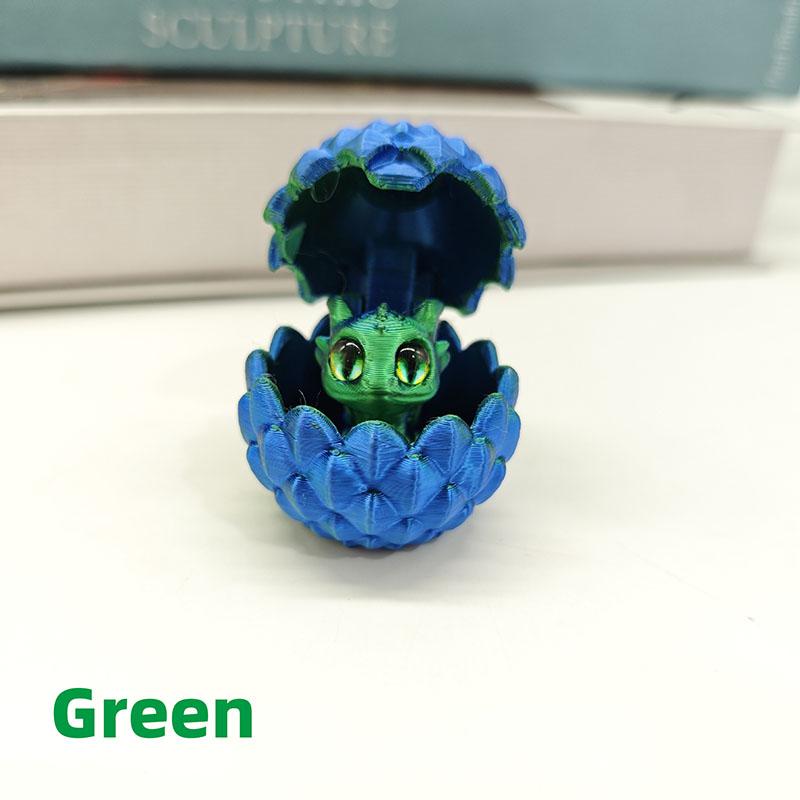 

2026 New Mini 3D Printed Dragon with Eggs Random Eyes for Home Decor Decoration Figure Accessories Kids Gift зелёный