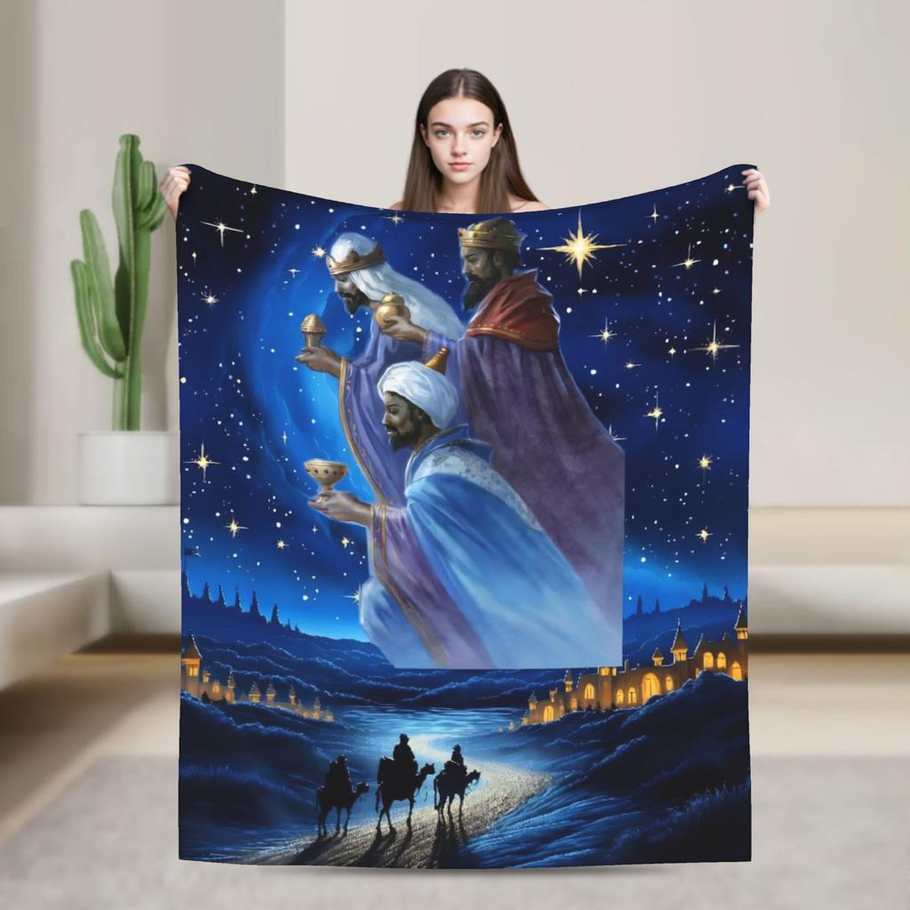Día de los Reyes Magos Throw Blanket for Couch  Fuzzy Soft Plush Blanket 50x60 Inches Multi-size Bedspread for All Seasons