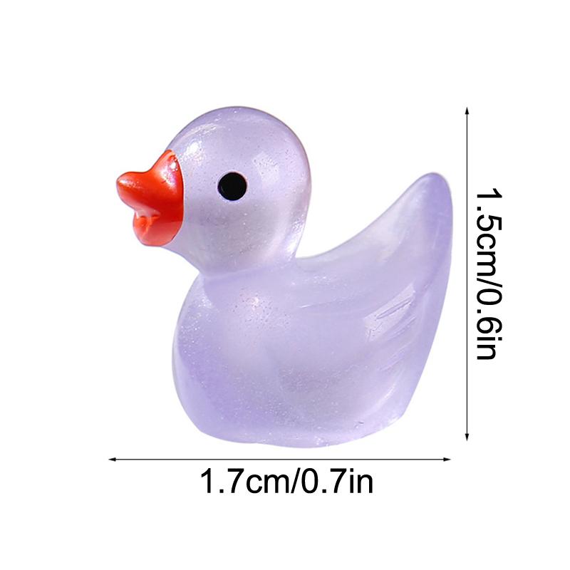50/100Pcs Mini Ducks Glitter Resin Ducks Mini Resin Animals Figures To Hide Glow In The Dark Tiny Duck Figures