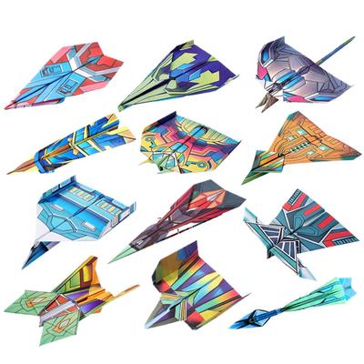 Paper Airplane Colorful Toys with 12 Patterns Creative Plane Paper Activity Books for Teenagers Educational Activities Xmas Gift
