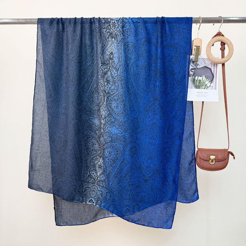 New Cashew Print Korean Scarf for Women's Outer Wear Decoration Travel Sun Protection Gradient Long Scarf Ethnic Style Beach Towel