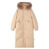 Women Over Knee Thick Warm Padded Cotton Winter Coat With Big Fur Collar
