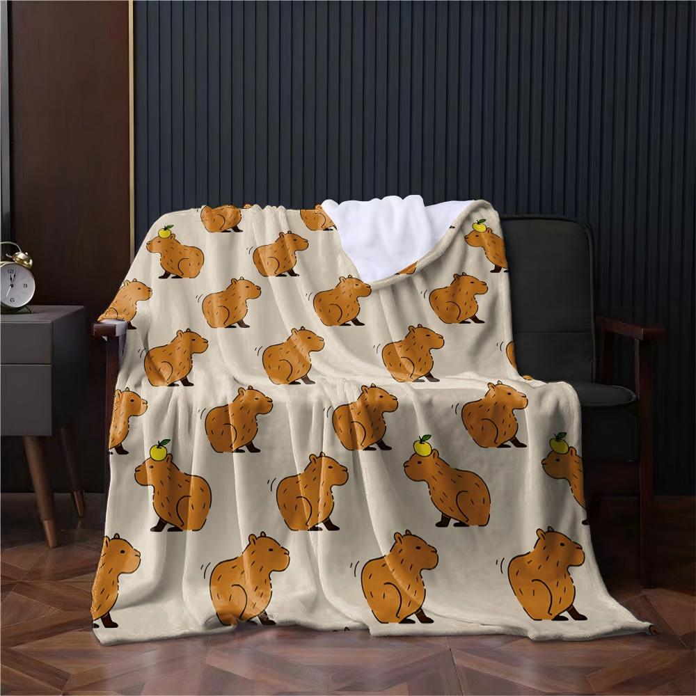 1 Stück Süßes Capybara Kunst Süße Tiere Decke Flanell Dünne Decken für Zuhause Büro Reisen Camping Perfekte Geschenke Ganzjahresnutzung