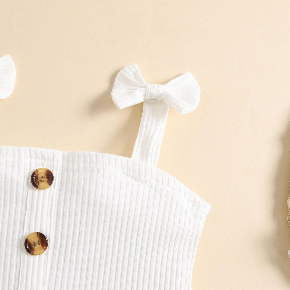 Toddler Baby Girl Outfit Bow Straps Ribbed Knit Tank Tops Belt A-line Mini Skirt Set 2pcs Summer Cute Clothes
