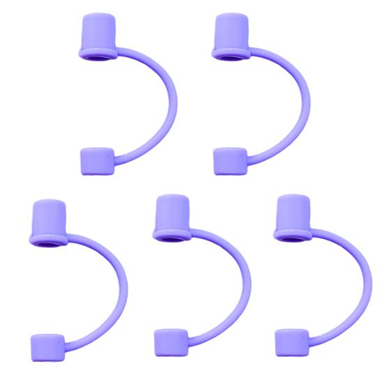 5Pcs Silicone Straw Cover for 8mm Large Diameter Straws Toppers U-Shaped Lanyard Straw Lid Dust-Proof Reusable Straw Protector for Glass Stainless
