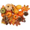 50pcs/set Simulated Pumpkin And Gourd Maple Leaf Fake Pumpkin Simulated Vegetable Wreath Halloween Thanksgiving Decoration