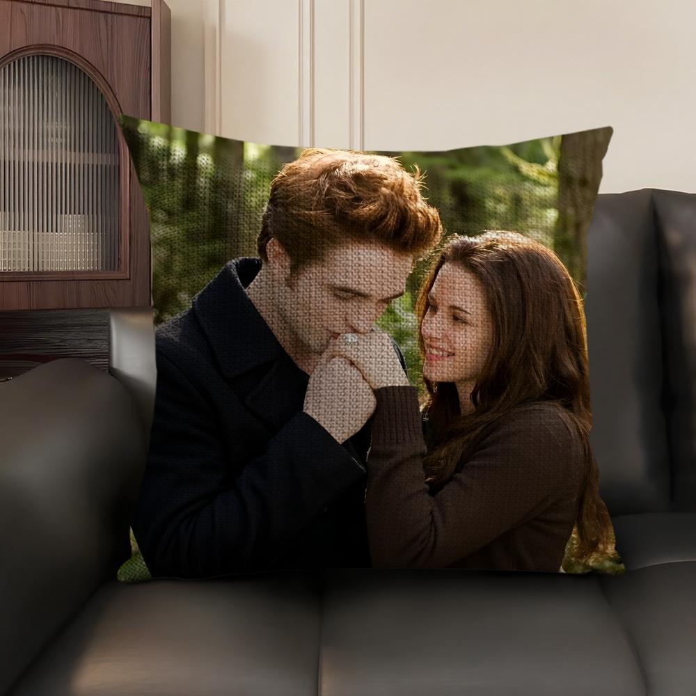 T-Twilight Movie Cushion Cover Natural Linen Organic Fabric Double-Sided Printing Sofa Home Decor Gift Pillow Case