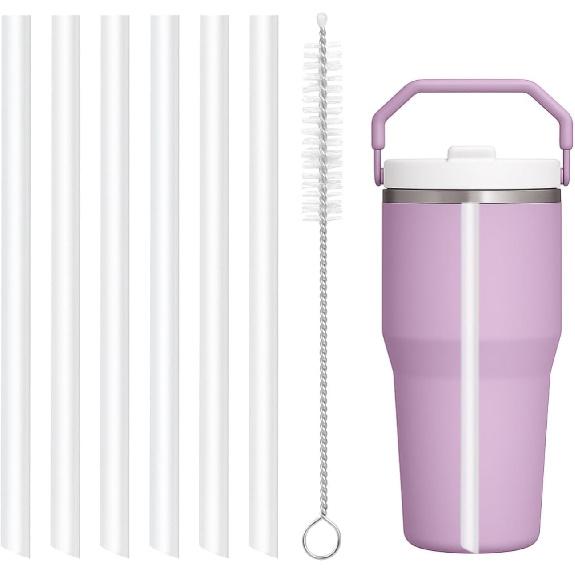 Replacement Straws Compatible with Stanley IceFlow Flip Straw Tumbler 30 Oz,64 oz-Accessories Included 6 Straws,1 Cleaning Brush(Not For Stanley Ice