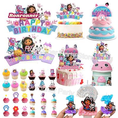 Gabby Dollhouse Cats Cake Socket Gabby Theme Cake Topper Birthday Party Decoration for Girls Baby Shower Celebration Party Gift