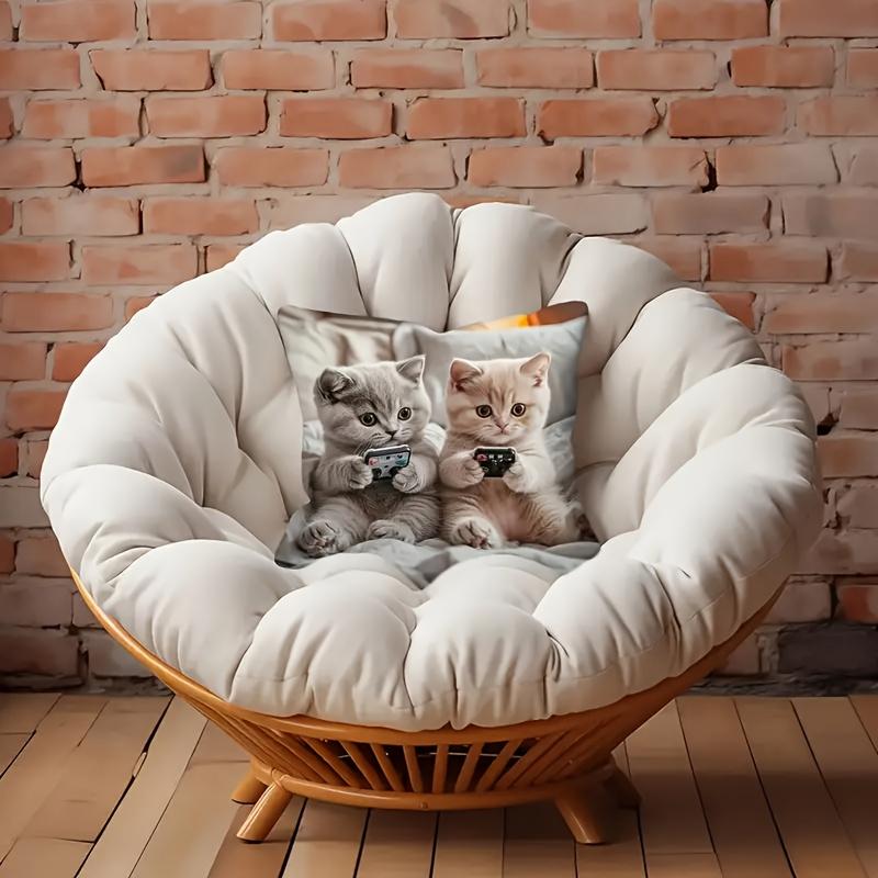 1Pc Cats Playing Game Cute Throw Pillow Cover,Suitable For Sofa,Bedroom,Living Room,Gaming Room,Cute Healing Gift For Cat Lovers