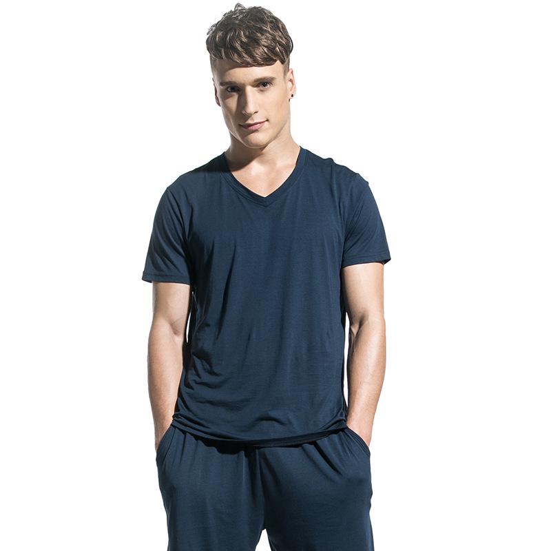 

Men s Summer V-neck Short Sleeve Casual Sporty T-shirt Set M синий