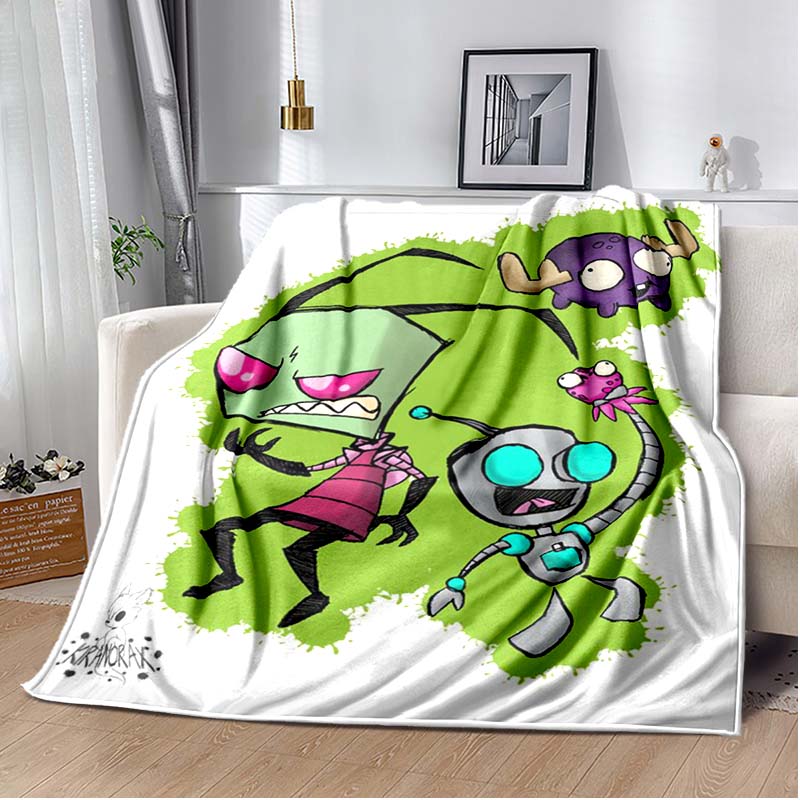 Invader ZIM Gir Kreslená deka Útulná měkká deka Deka na gauč Odolný dekor Pro děti Ženy Muži Cestovní deka Měkká přehoz na postel