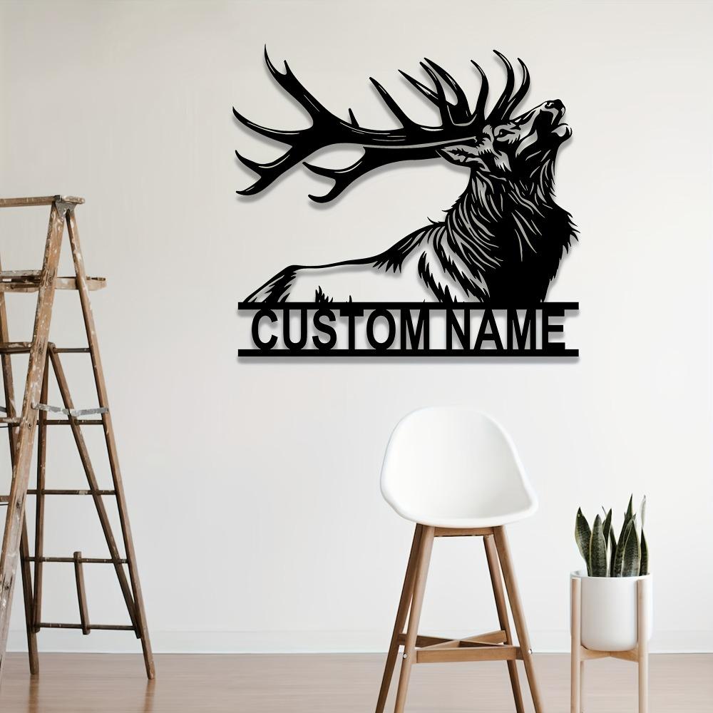 Metal Reindeer Wall Art, Black Iron Silhouette, Adhesive Decorative Sculpture, Indoor Hanging Sign, Home Decor