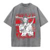 Japanese Anime Vagabond Miyamoto Musashi Vintage Washed Tshirts Men Women Clothing Fashion Retro Cotton Short Sleeve T Shirts
