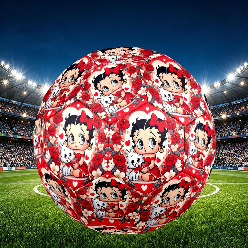 Betty Boop Print Size 5 Soccer Ball, PU Wear Resistant Football for Match Training and Daily Practice, Birthday Gift for Soccer Fans