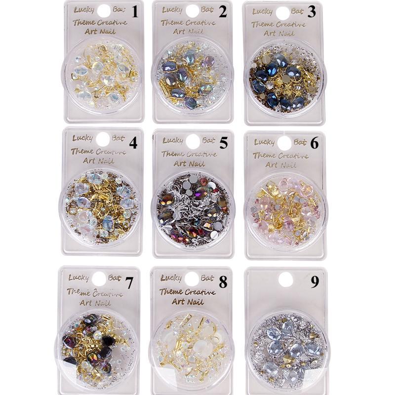 1 Rhinestones Mixed Box 3d Nail Art Decorations Crystal Gems Jewelry Gold Ab Shiny Stones Charm Glass Manicure Accessories