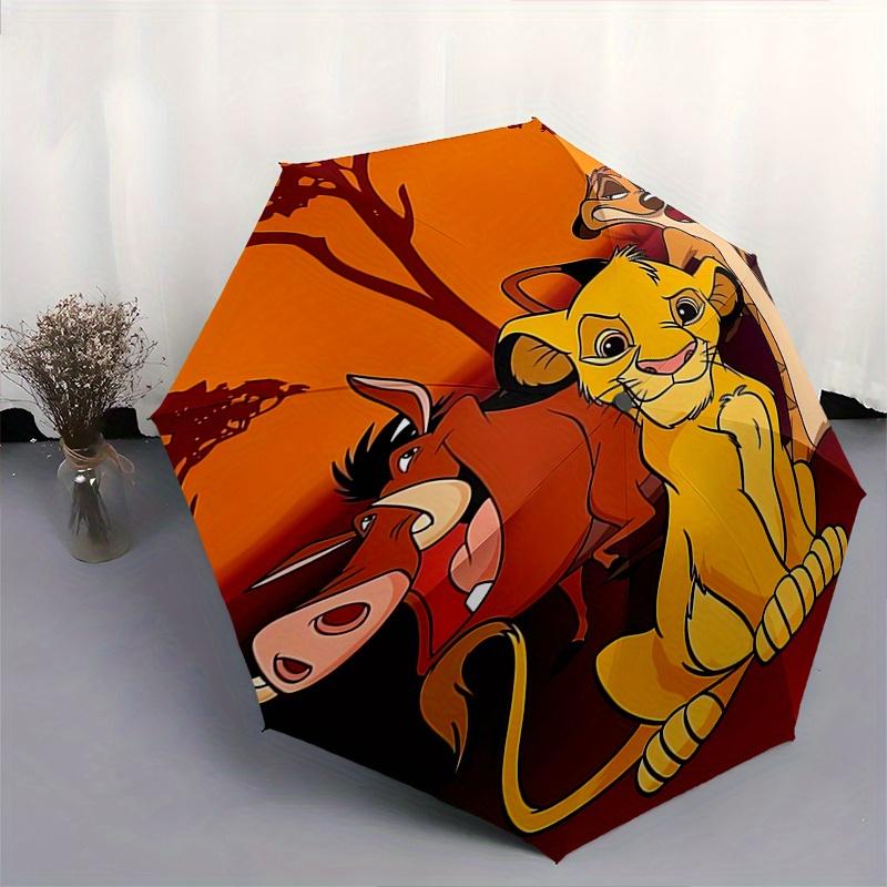 Lion King Themed Automatic Opening and Closing Folding Umbrella, Reinforced 8 Ribs, Compact Travel Design, Fashionable Folding Umbrella, Val