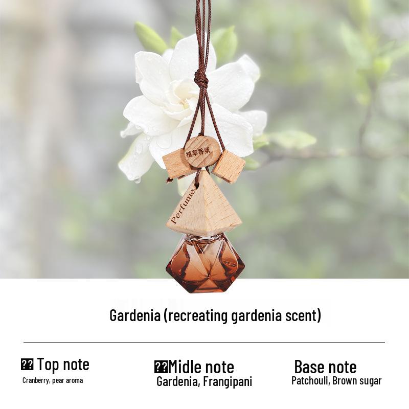 Triangle Wood Lid Car Air Freshener Pendant with Crystal Bead Tassel - Essential Oil Aromatherapy Odor Eliminator.