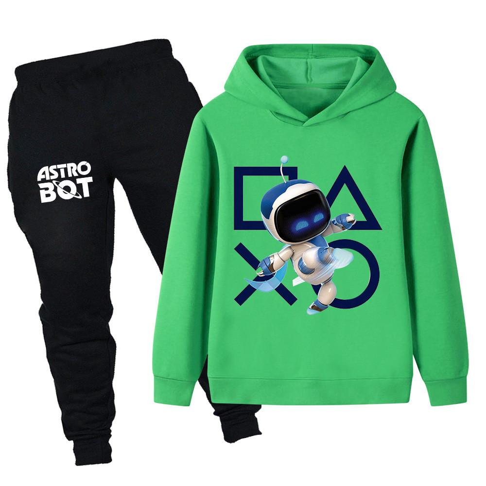 PB1338 2pcs/set Kids Boys Girls Astro Bot Printed Long Sleeves Hoodie Trousers Clothes Sets
