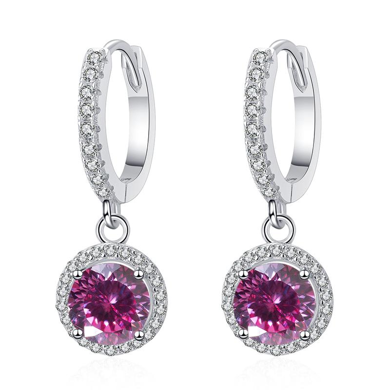 Butterflykiss 6,5 mm Mehrfarbige Tropfenohrringe aus Moissanit im portugiesischen Schliff für Damen S925 Silber Funkelnder Hochzeitsschmuck 1.0CT X  2
