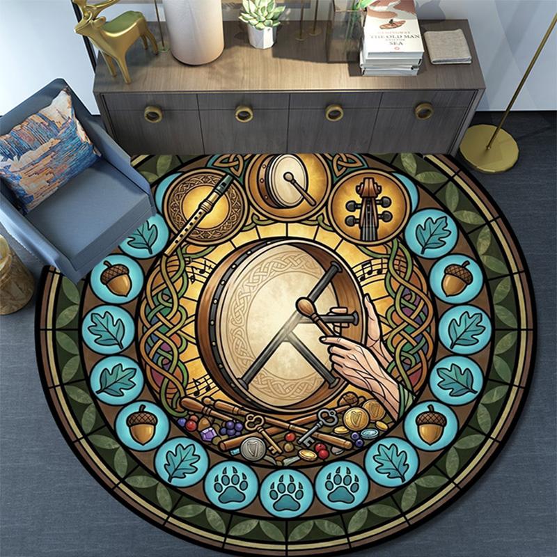 Celtic Musical Harmony Round Area Rug Under Office Chairs Bedroom Living Room Home Decor