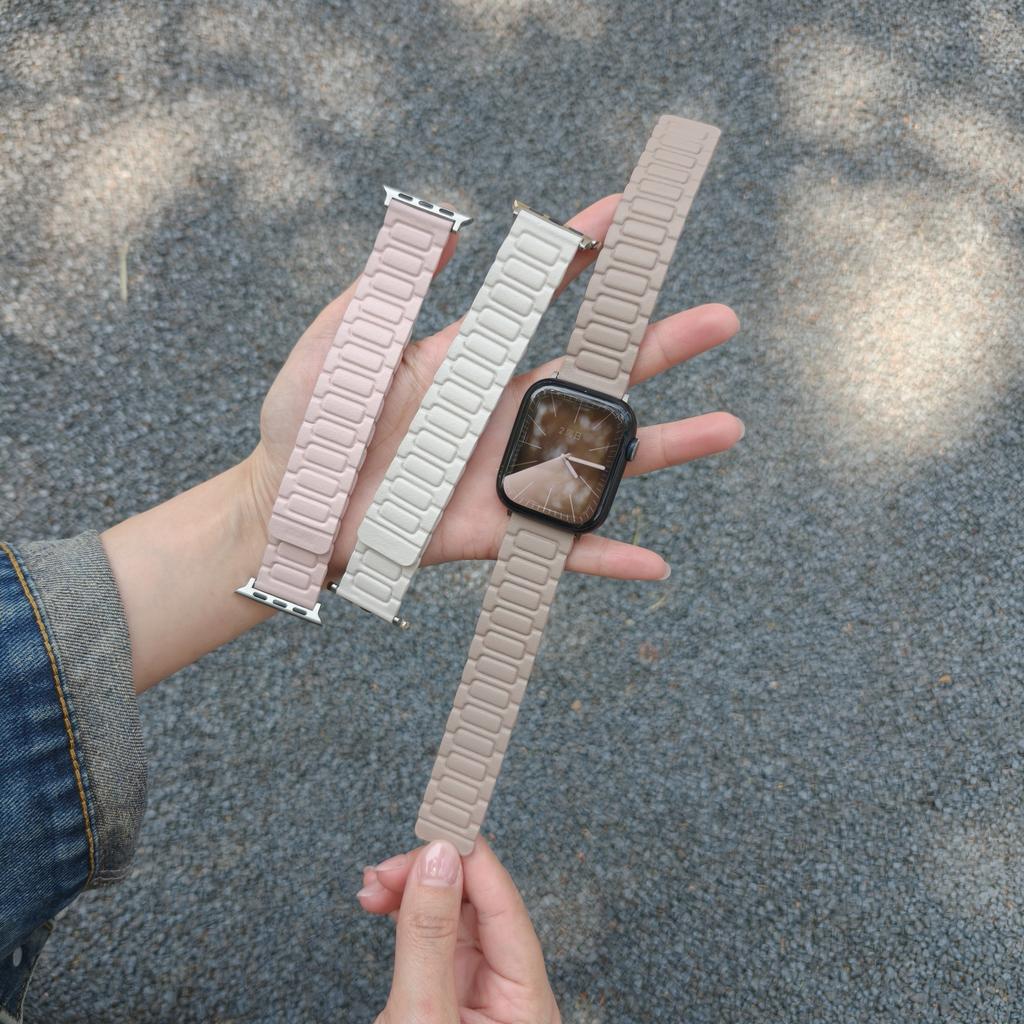 Watch Band For Apple Watch Series 10 9 8 7 SE 6 5 4 3 2 1 42mm 41mm 40mm 38mm 3-Bead Magnetic Leather Strap