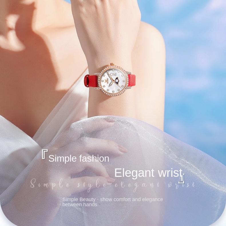 OLEVS Modeuhr Diamant Set Quarzuhr mit Kalender Damenuhr Damenuhr